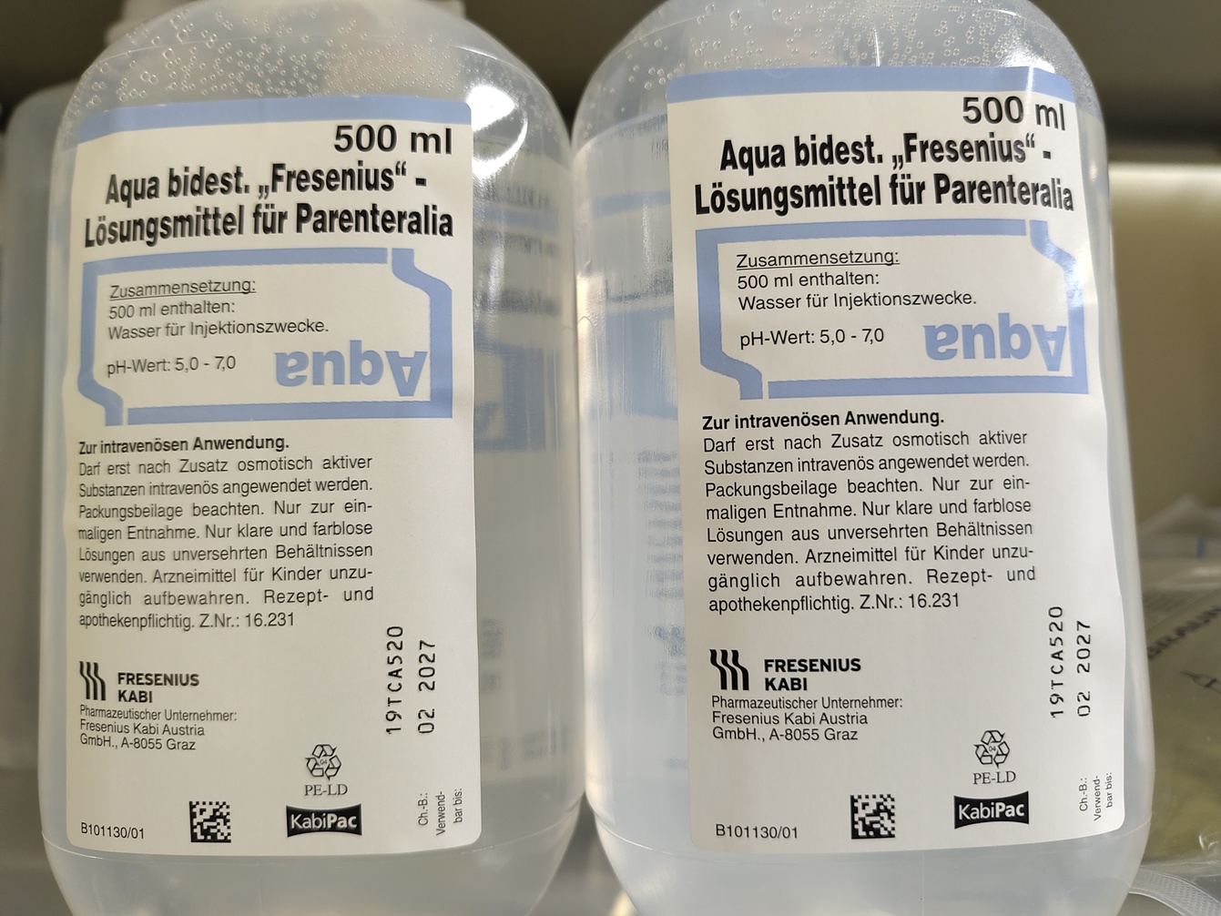 Aqua bidest.: Freies Wasser, nicht als Stand-Alone-Infusionslösung geeignet