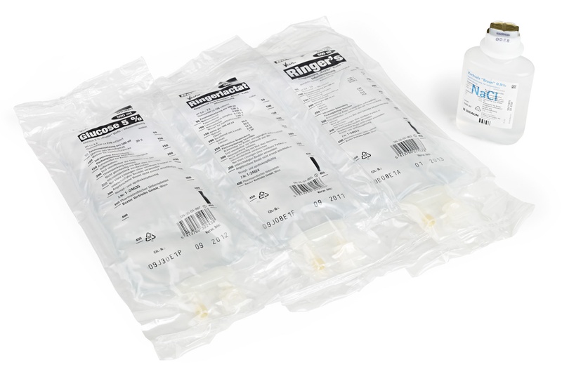 Beispiele für Infusionsbeutel und -flaschen